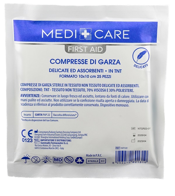 GARZA MEDICARE TNT 10X10 CM 25 PEZZI - farmachicca