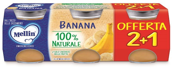 MELLIN OMOGENEIZZATO BANANA 3 PEZZI DA 100 G - farmachicca