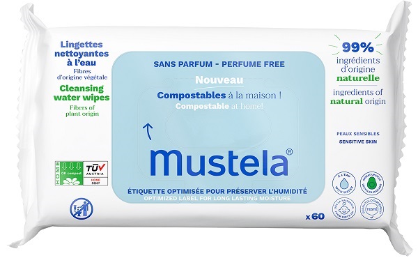 MUSTELA SALVIETTE ACQUA COMPOSTABILI SENZA PROFUMO 60 PEZZI - farmachicca